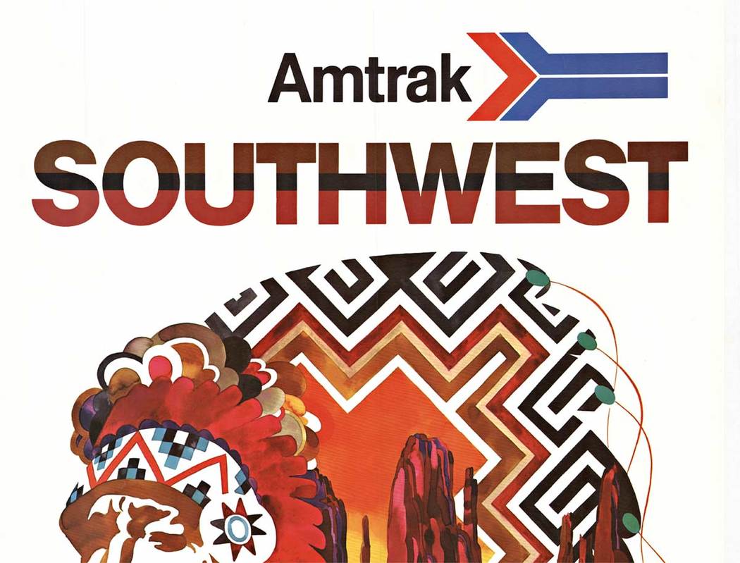 Indian Chief, train, travel poster, southwest landscape, original poster.