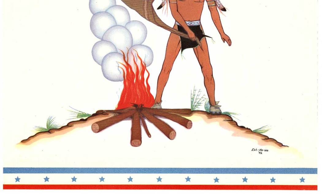 smoke signals, american indian, fire, military poster, WWII poster, linen backed, original poster