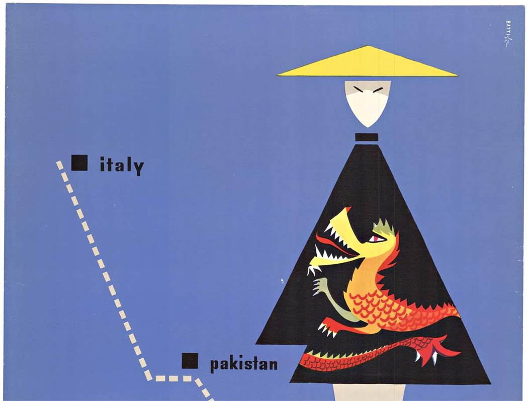 cruise line, asian, Italian poster, original poster, lithoograph,