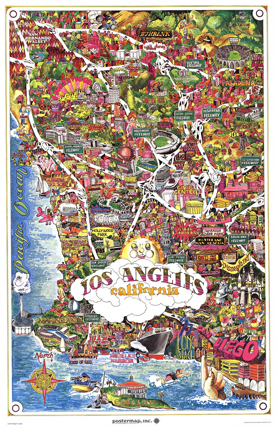 Randy Akers - Los Angeles California fun map border=