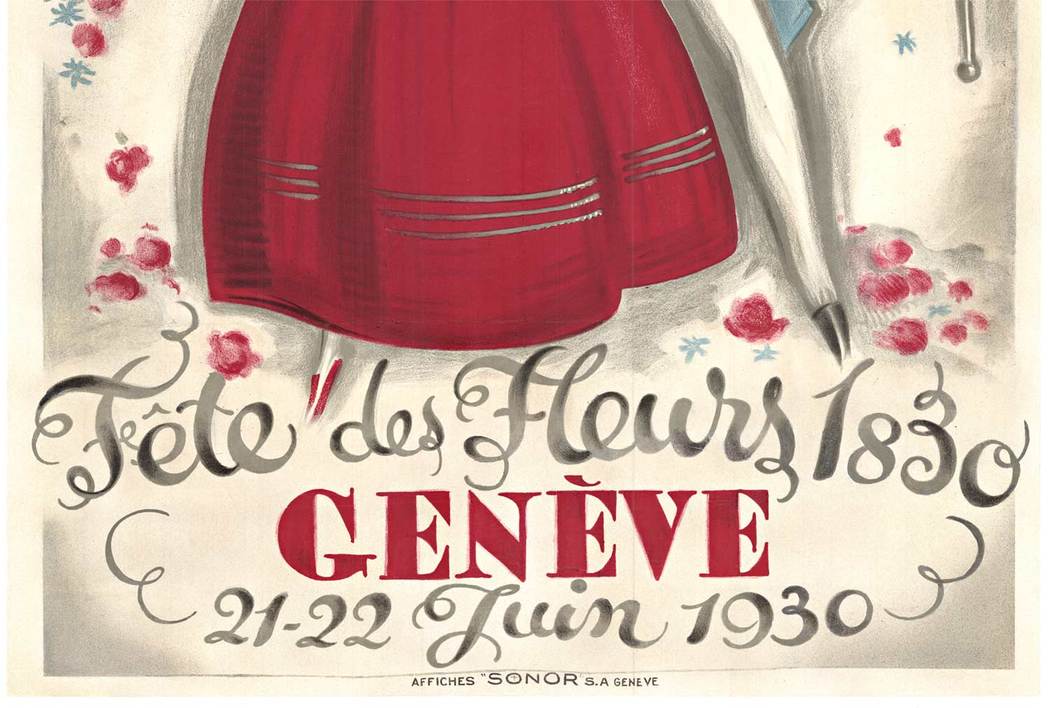 Original "Fete des Fleurs" vintage Swiss poster. Archivally linen backed and ready to frame. <br> <br>The Festival of Flowers is a centuries-old tradition that is still celebrated today. The festival is held in Geneva, Switzerland, and is one of the mos