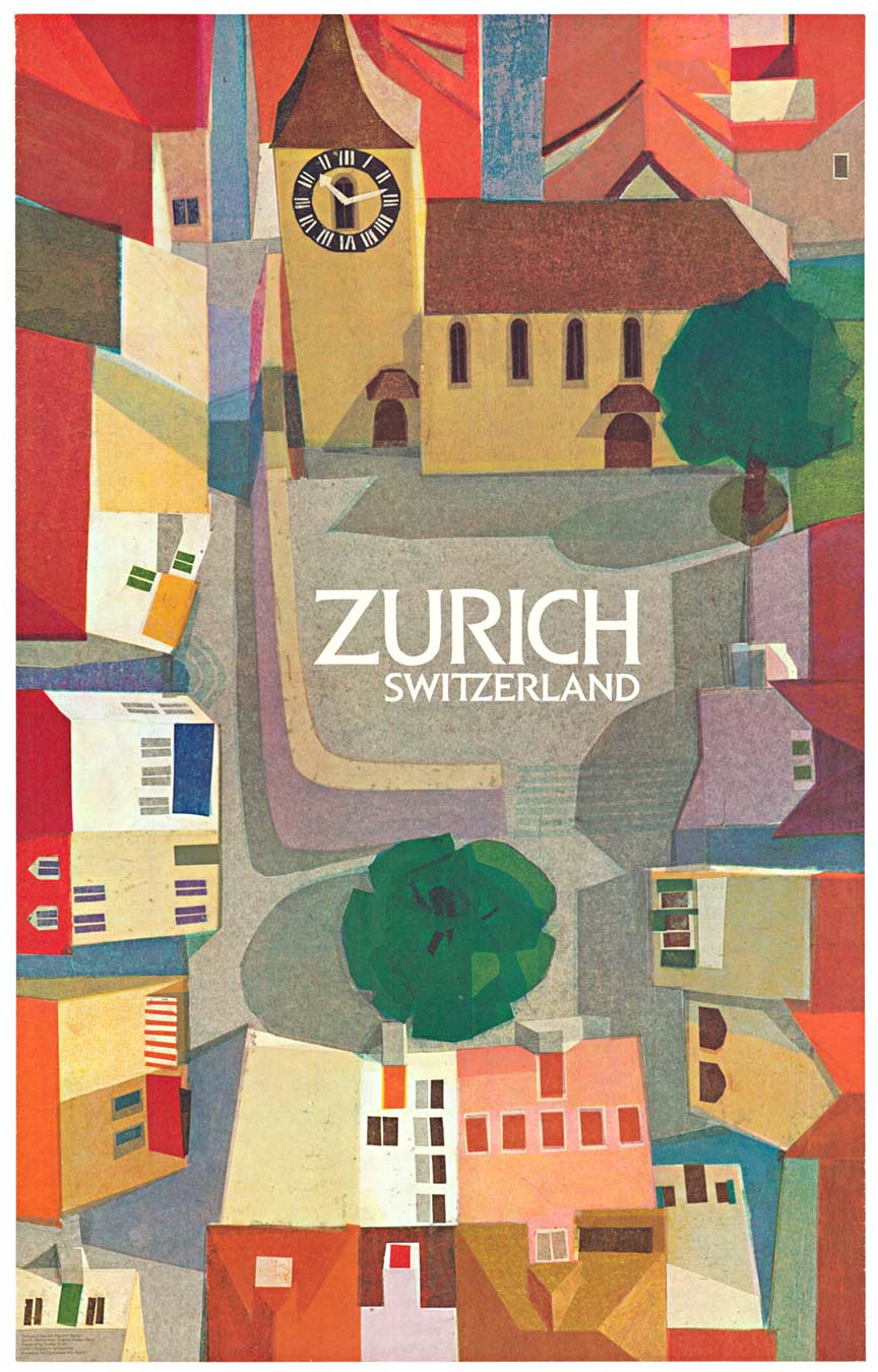 Created by the esteemed artist Steffen Wolff in 1978, this original vintage travel poster captures the timeless beauty of Zurich, Switzerland. Discover a city filled with captivating history, breathtaking landscapes, and a vibrant cultural scene that will