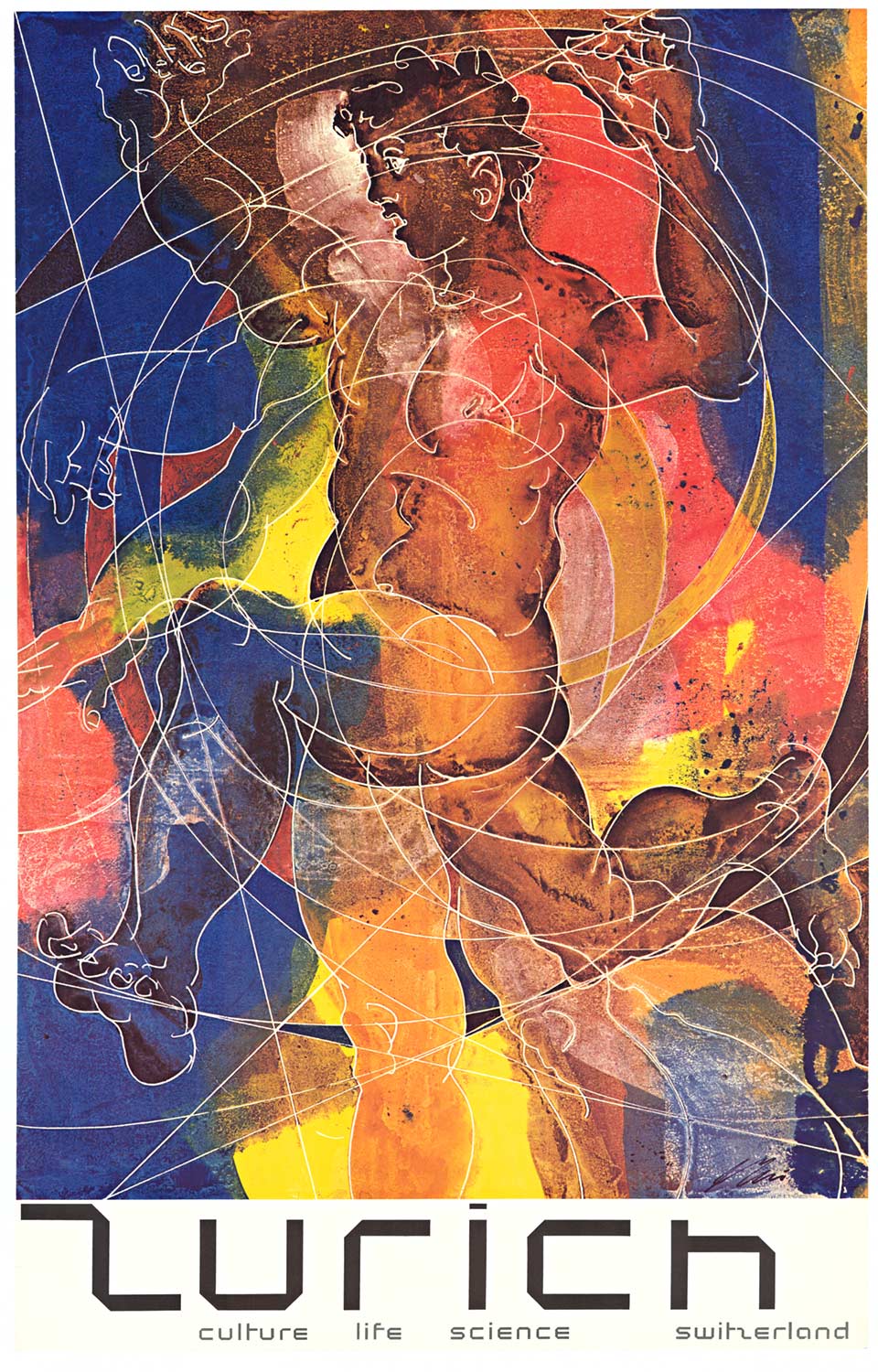 abstract, nude, switzerland, vintage poster, original poster, posters for sale, colorful