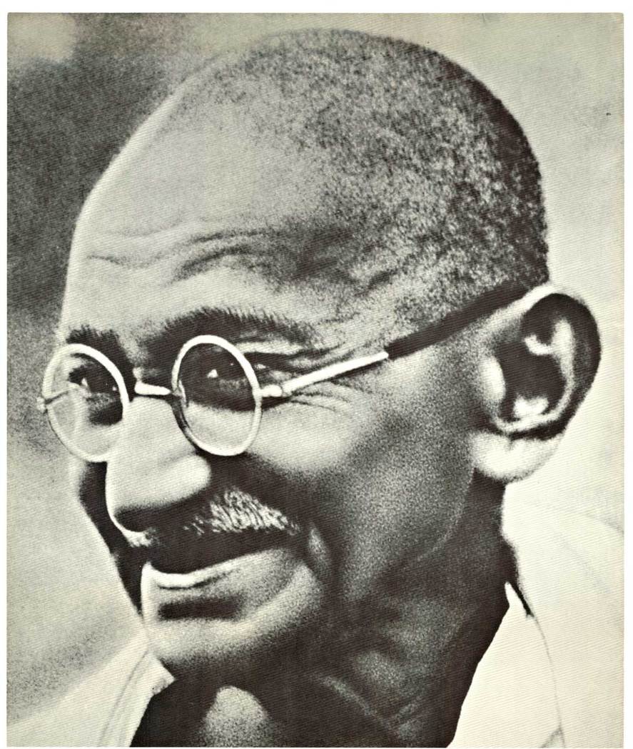 Original Mahatma Gandhi vintage poster. Photo: Information Services of India, N.Y. In a gentle way, you can shake the world. <br>The Equitable Life Assurance Society of the United States, New York, NY. <br>Archival linen backed, ready to frame, Grad A