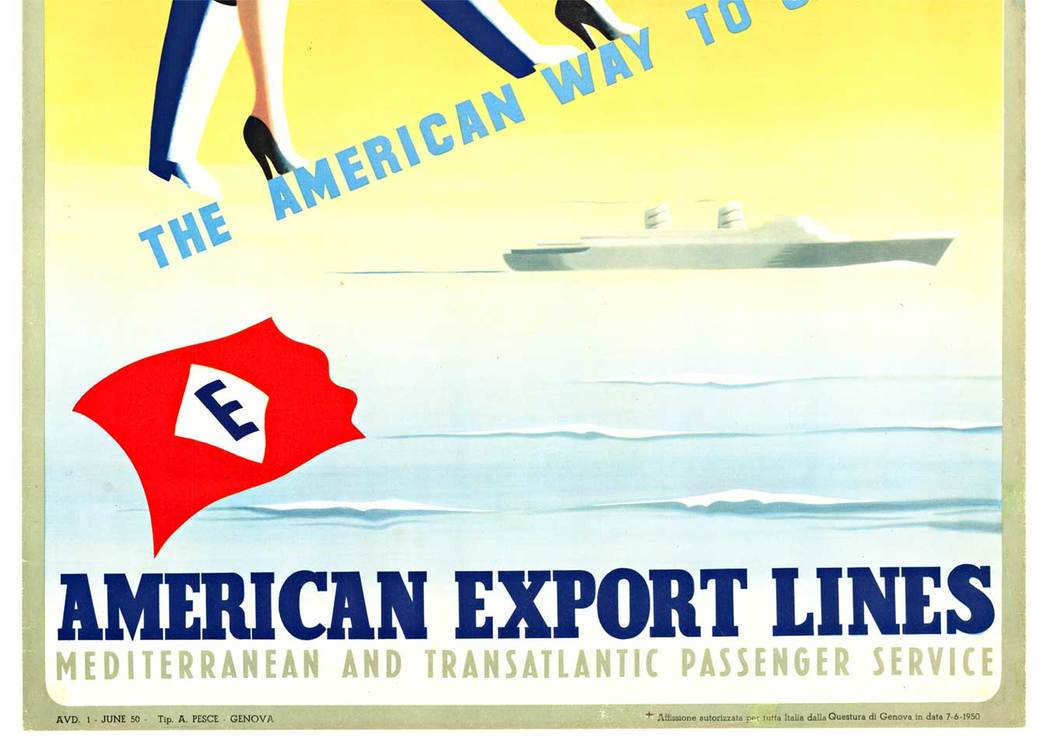 Aldo Sassi - American Export Lines - Offset-Lithograph - 25 5/8" x 37 3/8"