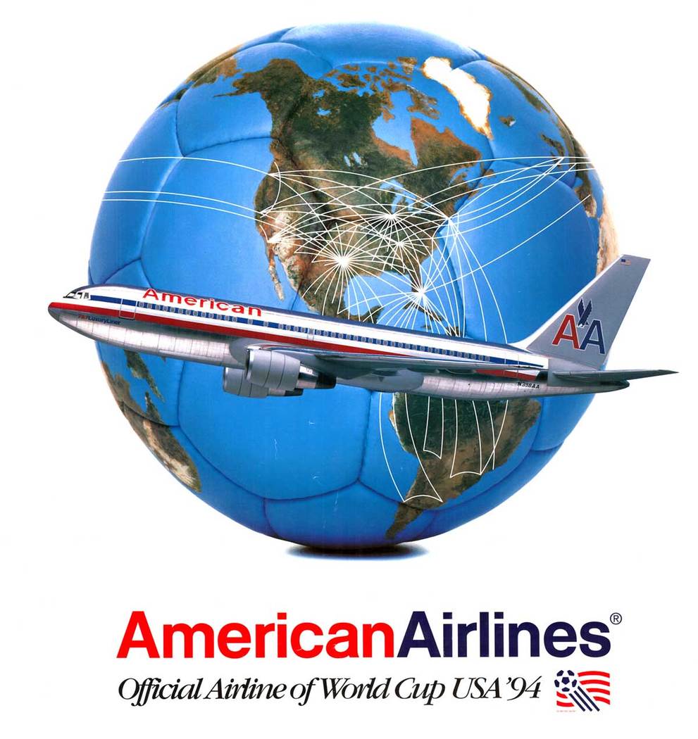 soccer ball, globe, world, the earth as a soccer ball, American Airlines jet, World Cup