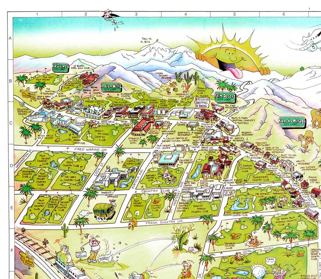 MAP OF PALM SPRINGS AREA, COCHELLA VALLEY, FUN MAP