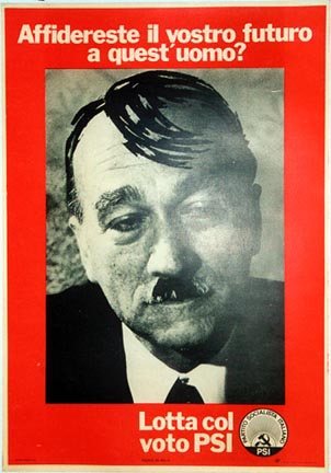 Hitler, Italian poster, political psoter, Socialista Italian Party, linen backed, original