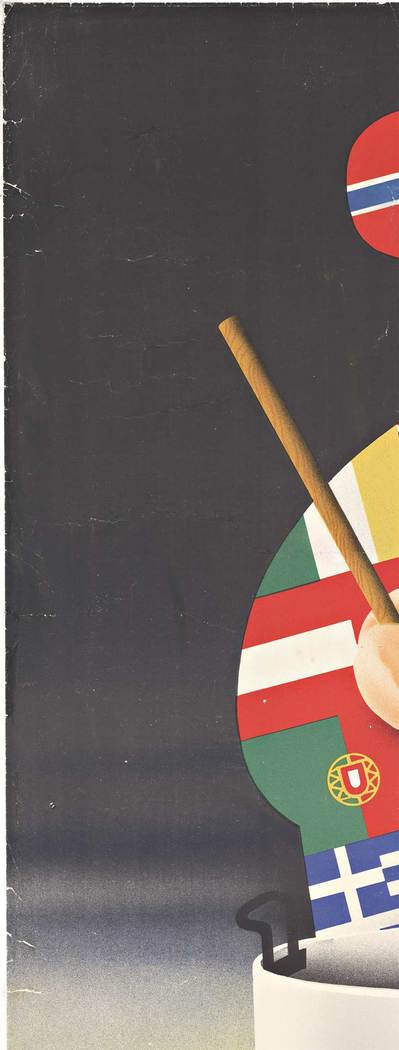 affiche, plakat, chef, flags, cooking, ERP, original poster, linen backed, Marshall Plan,