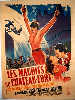 In French the title Les Maudits du Chateau-Fort. (Lorna Doone) <br>Film by Edward Small <br>Barbara Hale <br>Richard Green <br>Linen Backed lithograph.