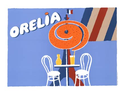 Orangia poster, Orelia poster, café bistro table,orange peel