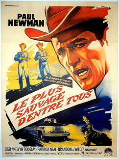 Paul Newman, Hud, French poster, movie poster, linen backed, lithograph poster