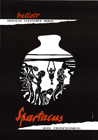 Original poster: Spartacus - Ballett <br>Printed in 1973 to promote a performance of Spartacus in Berlin <br> <br>Linen backed. Original. Excellent conditon. <br> <br>Ballet Deutsche Staatsoper Berlin <br>Aram Chatschaturjan <br>Excellent condtion. <br>