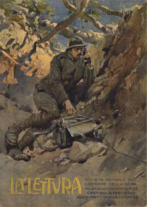 war time, WW1 soldier, radio, telephone, war zone, linen backed, Italian