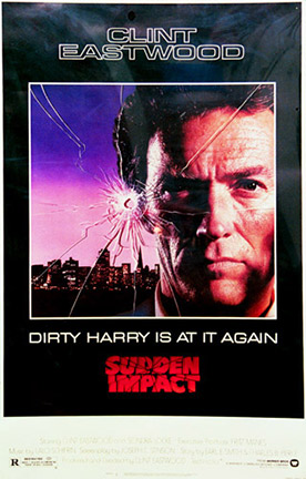 Drive in movie poster large American oversize. <br>Sudden Impact with Clint Eastwood <br>This poster is not linen backed.