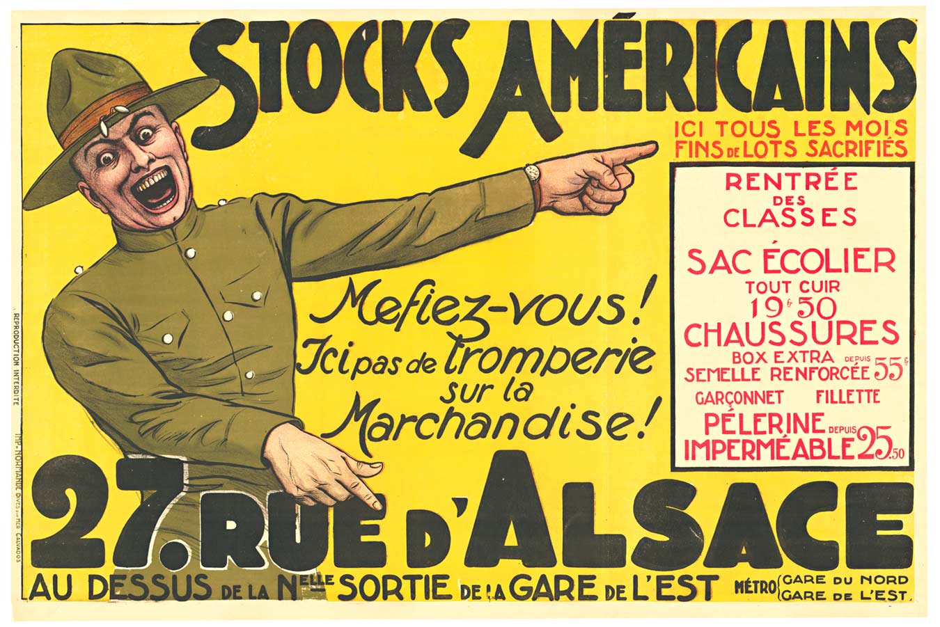 American stocks for sale. A loud guy selling them