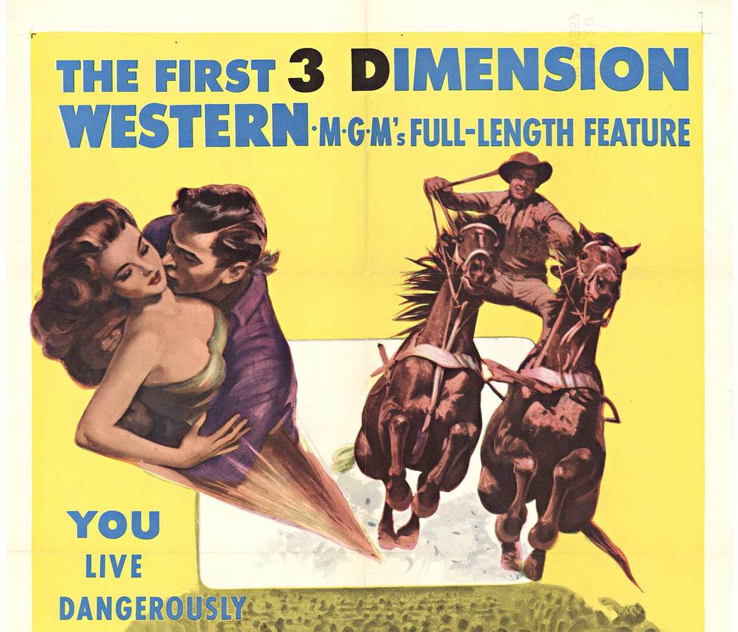 The first 3D western Arena! You live dangerously. Original 3d movie, horses, movie poster, poster art, posters for sale