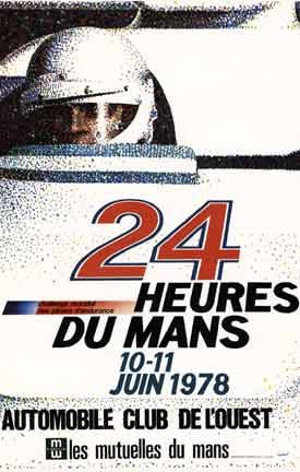 24 Heures du Mans; 10-11 Juni 1978; Automobile Club De L'Ouest. <br>Artist: Lardrot. Linen backed French vintage automotive racing poster.