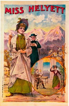 Anonymous Artists - Miss Helyett woman, preacher, mountains, turn of the centry, very old poster