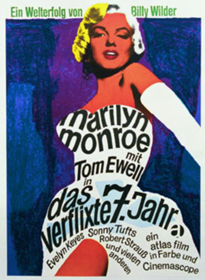 Original poster. Archival linen backed, German One-Sheet poster by Atlas-Distributors; poster artwork by Fischer-Nosbisch. Director Billy Wilder. Extremely rare and stunning image on this poster. Beautiful, colorful, and highly sought after by collector