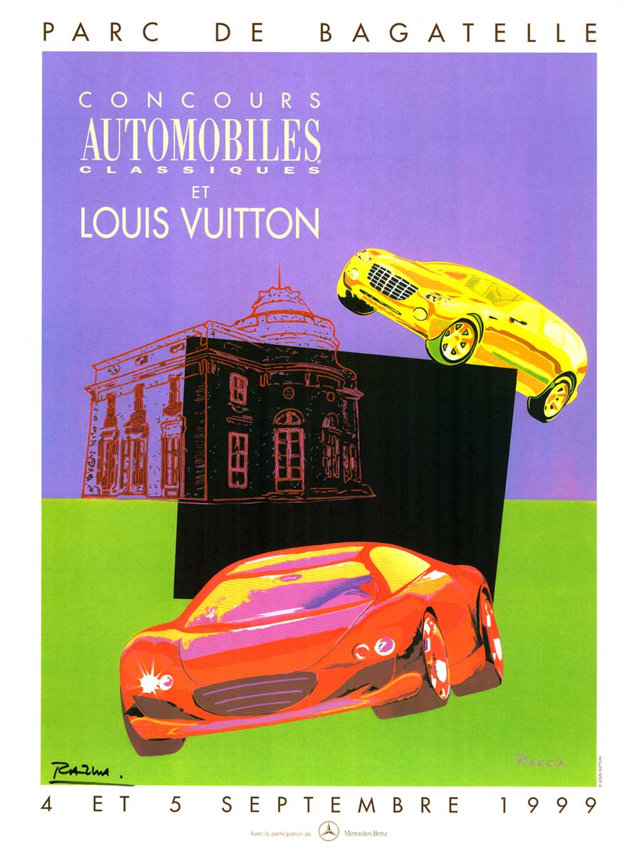 Razzia, original poster, automobile, Mercedes, Crysler, Louis Vuitton, French poster, automotive