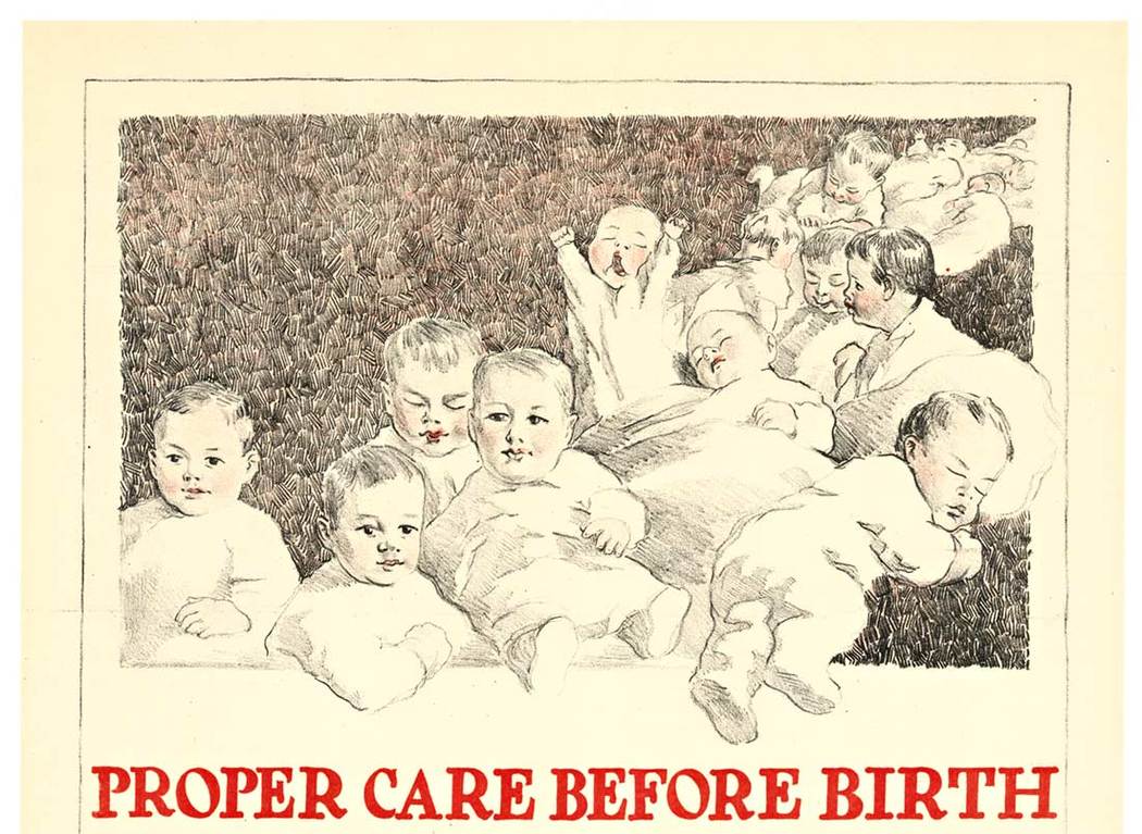 lots of babies, linen backed, war poster, original