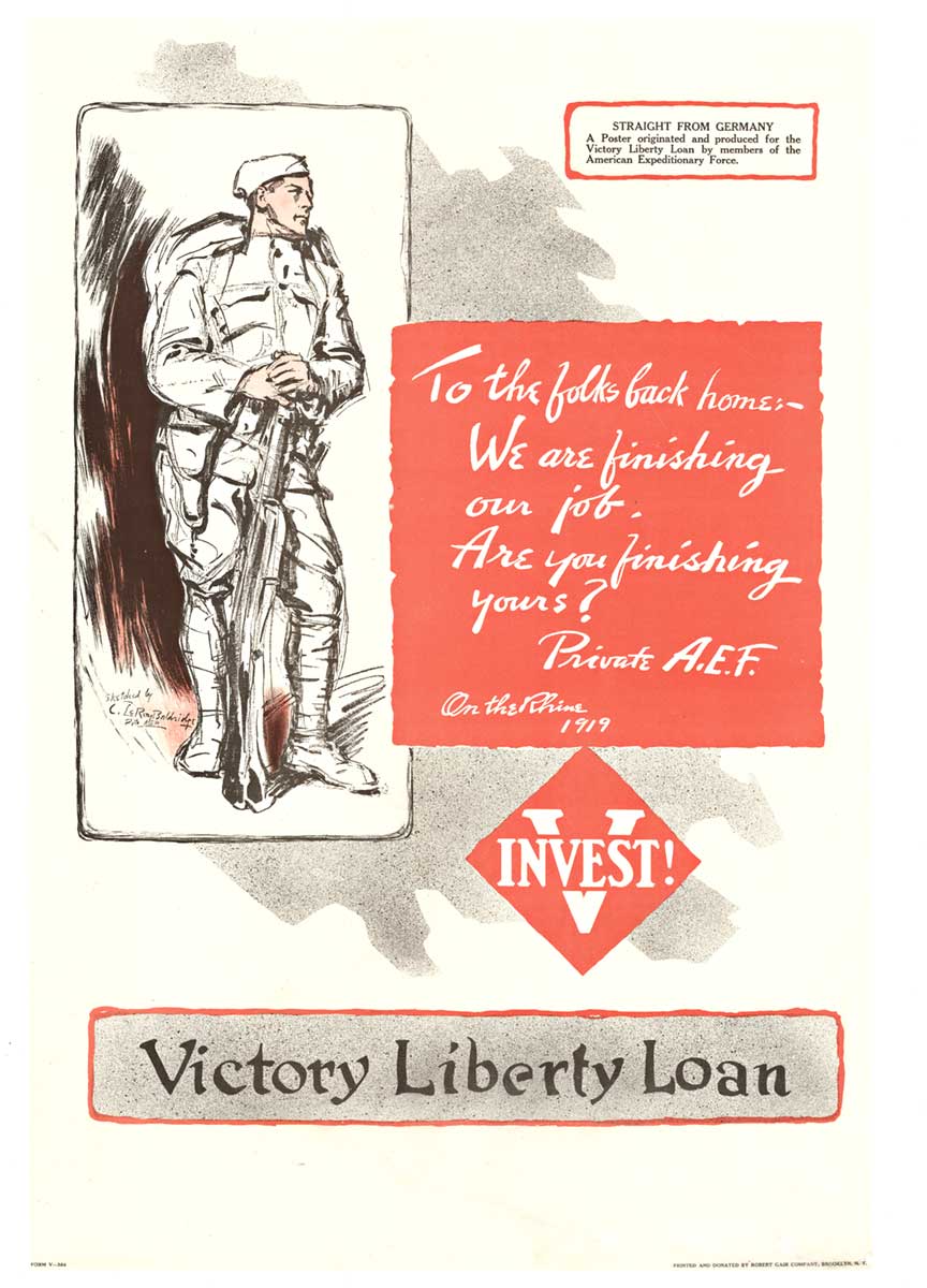 soldier with rifle, liberty loan, WW1 poster,