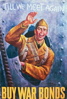 Seaman sticking his head out of a porthole, world war 2 original poster, linen backed.