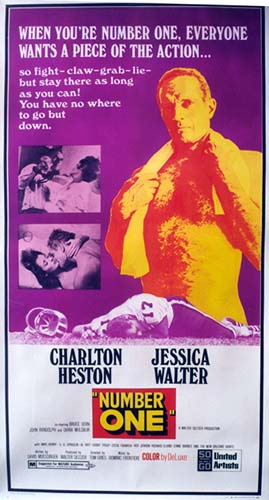 large format movie poster The one with Charlton Heston and Jessica Walter, A- condition. Restored fold marks during restoration.