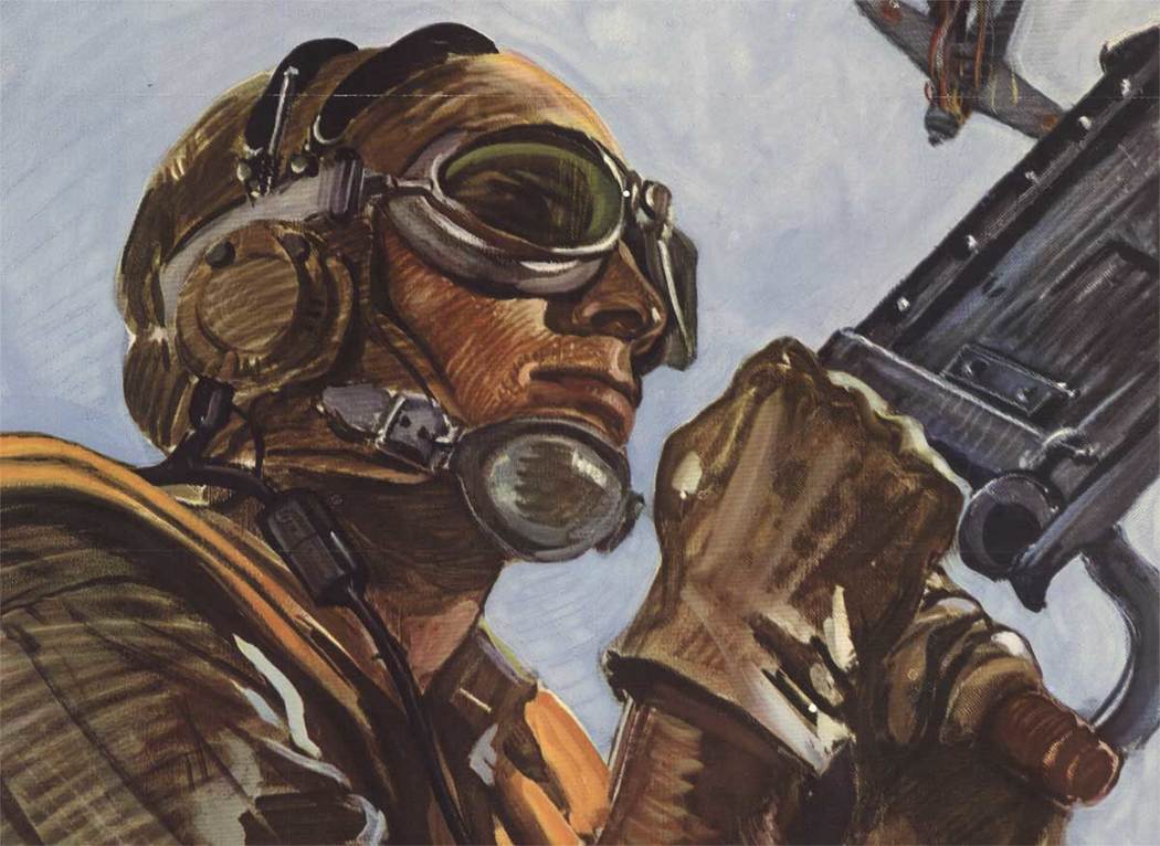 machine gun operator , gun ship, airplanes, war poster, original, buy bonds