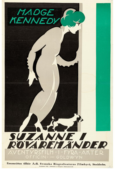 silent movie, woman with dog looking thru a doog