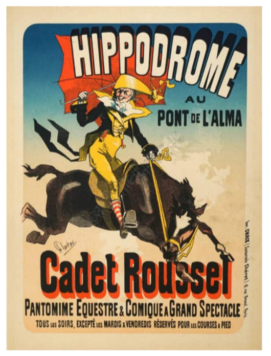 Hippodrome, a a man riding a horse, for a horse show.