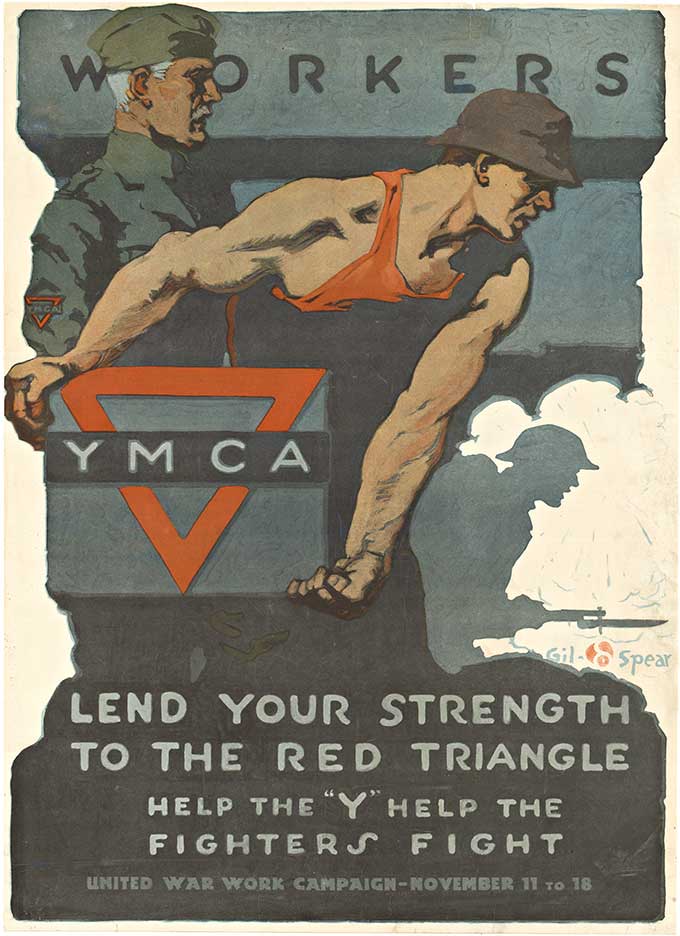 YMCA WW1 poster, linen backed, original.