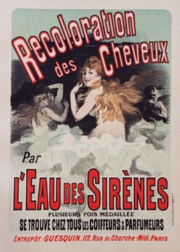 Recoloration des Cheveux. A Jules Cheret piece advertising haircolor.