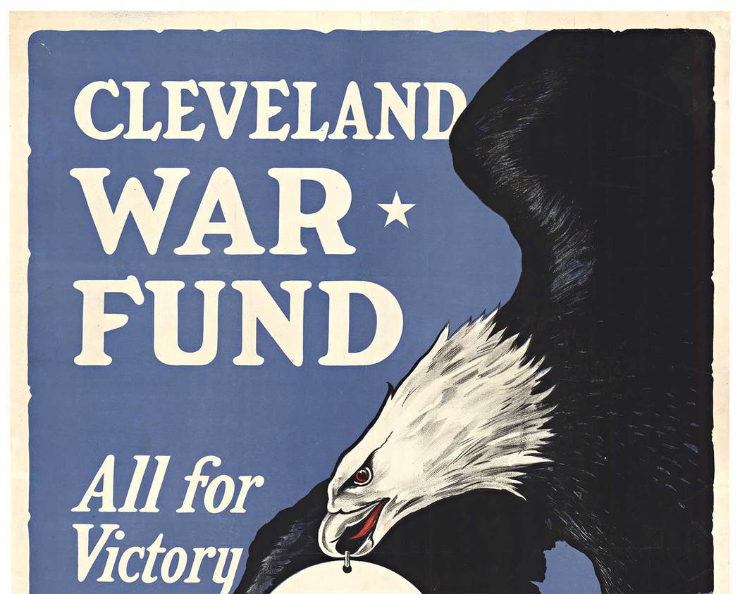 war fund poster, WWI, original, linen backed, eagle, badges, victory, badges, original poster