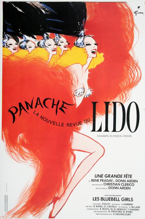 Lido, cabaret, linen backed, Paris, can can girls, linen backed, original poster