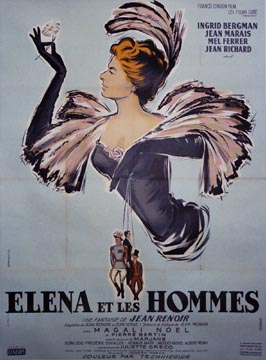 drawn woman, Ingrid Bergman, French poster, movie poster, original poster, 3 men hung on puppet strings, large format, linen backed.
