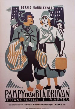 Original 1919 Swedish silent movie poster. Archival linen backed. Very good condition. Not folded. <br> <br>Pampy Fran Bla Druvan (Pampy from the blue grape) <br>Triangel Film <br>original art deco time frame film poster. Linen backed. Excellen