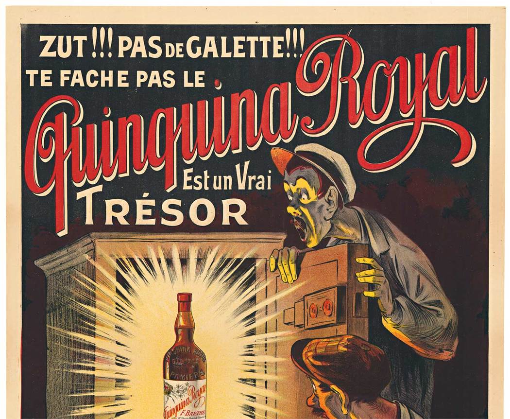men breaking into a safe, see a bottle of liquore inside, old lithograph, linen backed, original poster.