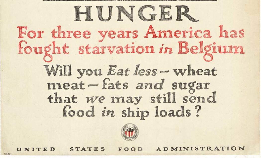 original ww1 poster, linen backed. Woman with children, foodless