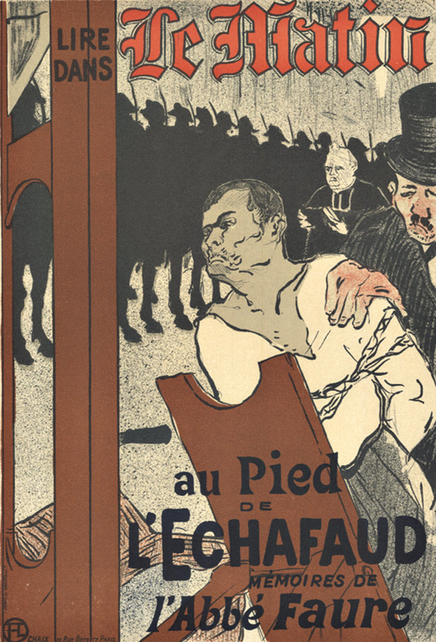 French poster, Le Matin, Paris, France, affiche, guillotine, Toulouse-Lautrec, vintage poster,