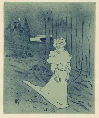La Chatelaine, Henri Toulouse Lautrec, Ghost, Night, woman, Castle, Lithograph Reproduction