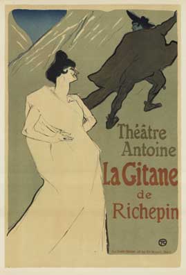 La Gitane, Toulouse-Lautrec, E. Elot, Theatre Antoine, La Gitane de Richepin, Woman and man, Mountains, Lithograph, Theatre, Opera, Play, Turn of the Century, Art Nouveau