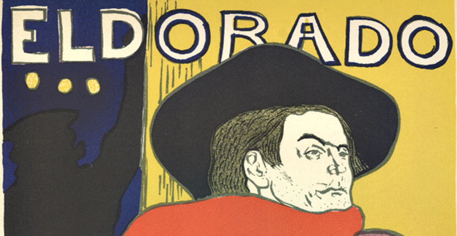 Eldorado, Aristide Bruant, turn of the century print, old poster, Lautrec, cabaret, Moulin Rouge, art nouveau,
