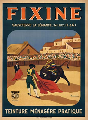 Original French poster, bull fight, matidor, linen backed original poster. Poster is for color dye, fine condition.