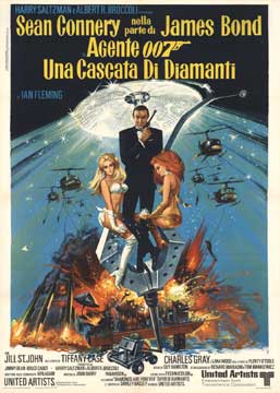 Sean Connery as James Bond, in center of image is 007 with two women in swimsuits, dramatic action explosed all around the image, linen backed, fine condition,