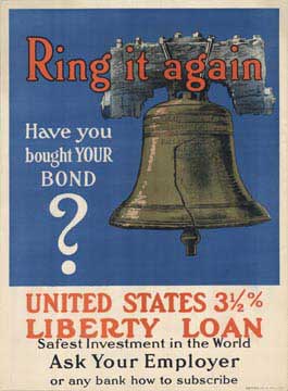 lierty bell, WW1 poster, linen backed, original