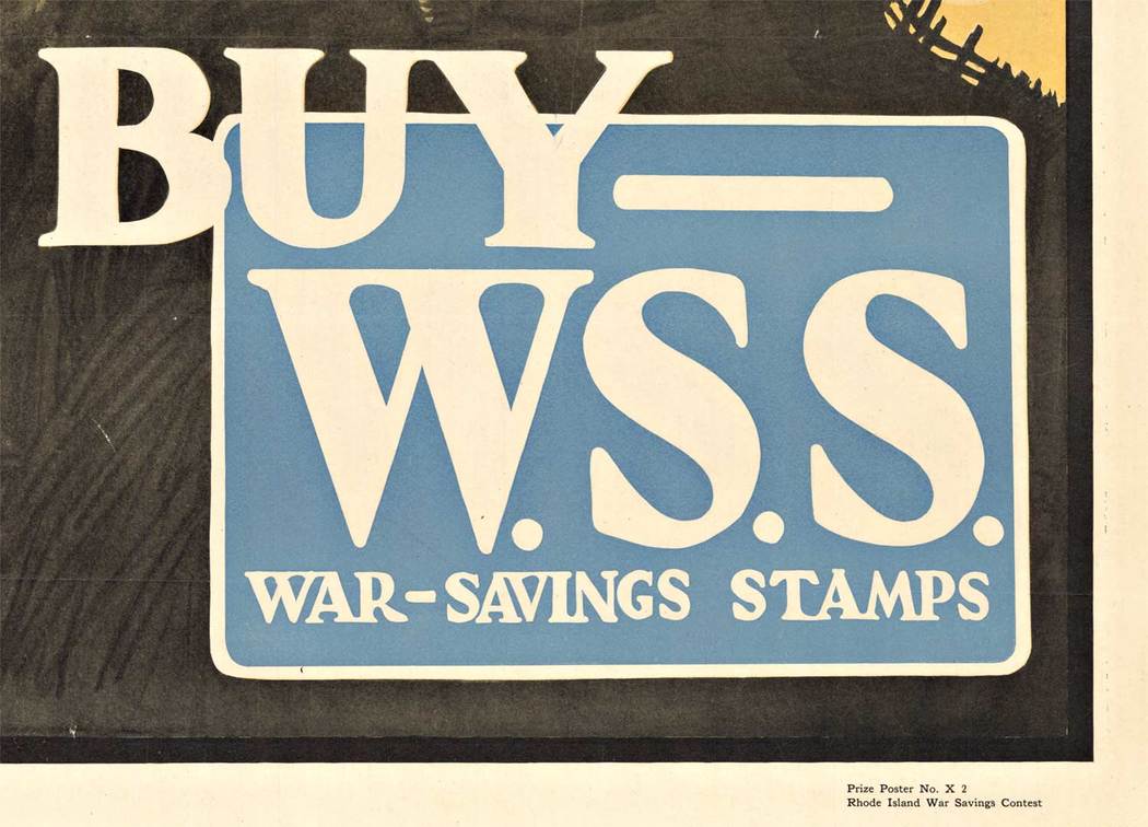 War Saving Stamps, orignal, WW1 poster, linen backed