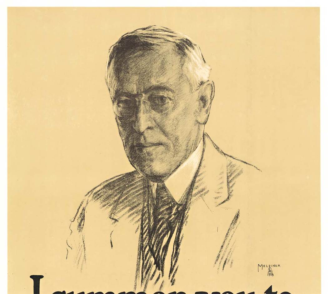 image of Woodrow Wilson, red cross, military poster, original