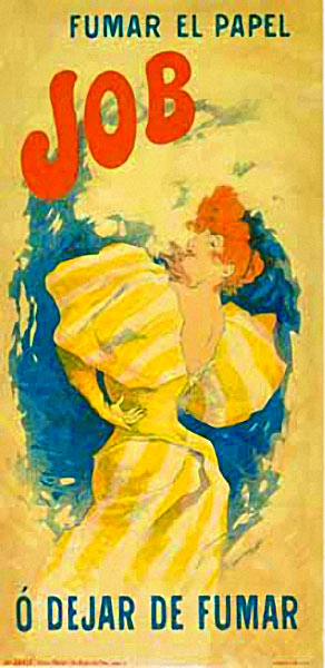 original Jules Cheret, Job cigarettes, art nouveau lady, Spanish text,